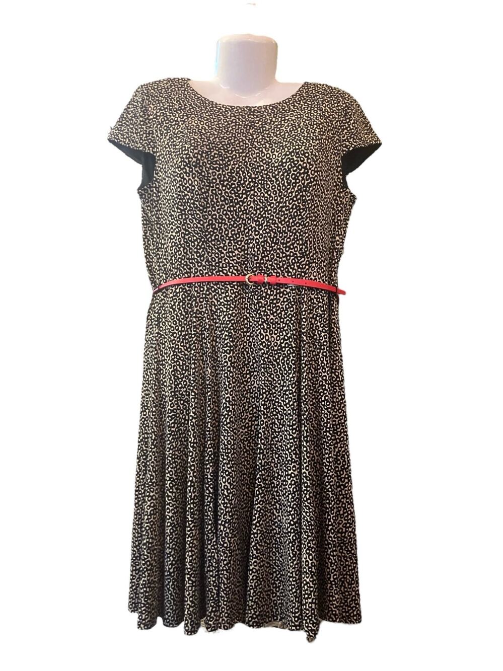 Christopher & Banks Women's Pebble Print Cap Sleeve Dress w Belt | Size 10